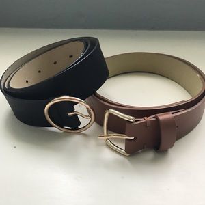 Two Women’s Belts with Gold Buckles